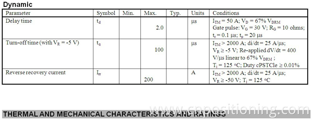 Phase Control Thyristor 2800V Phase Control Thyristor 2800V